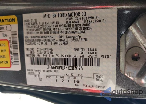 2017 Ford Fusion Energi Se Luxury из США, поврежденный, VIN 3FA6P0PUXHR282096